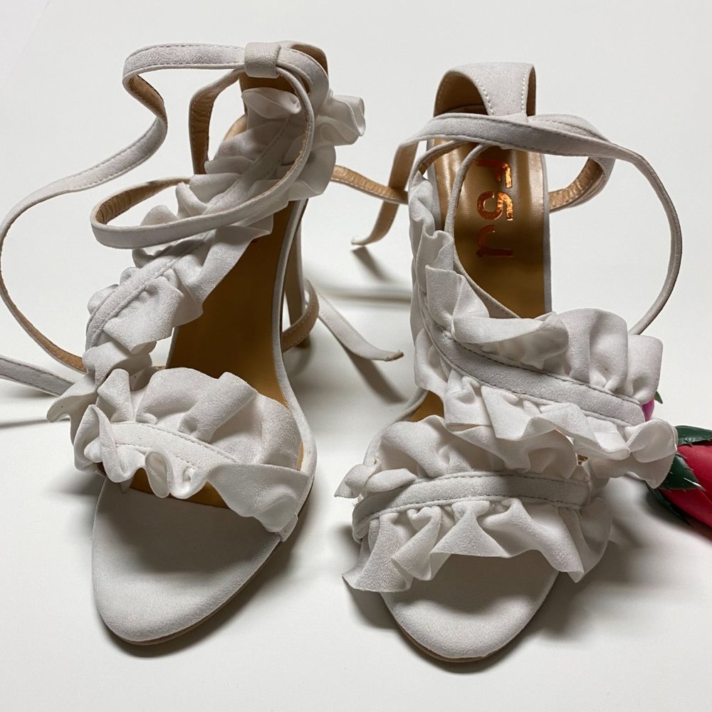 FSJ Open Toe High Stiletto Heel Lace-up Sandals - Picture 3 of 7